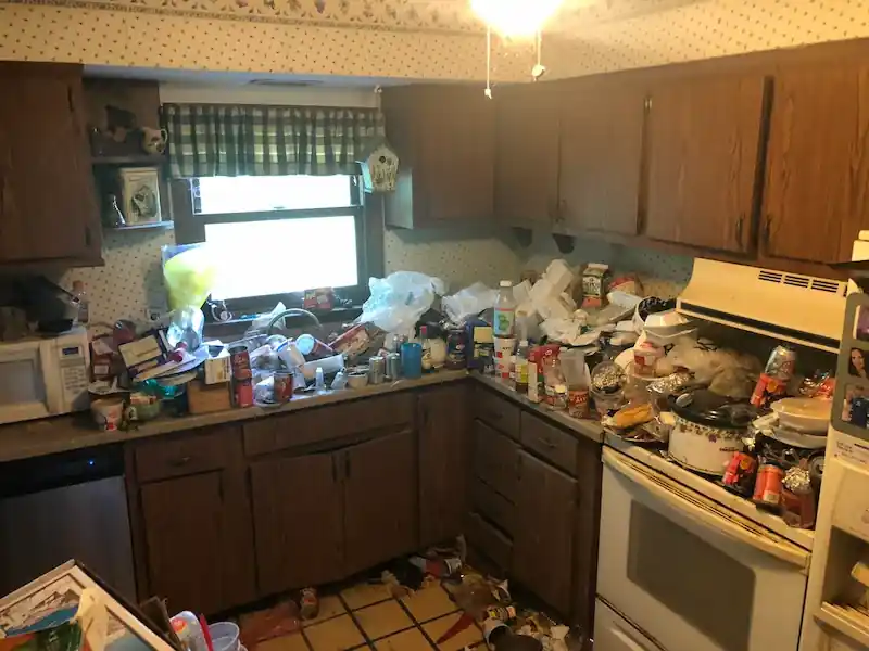 Willingboro kitchen counters buried under dishes, bags and boxes