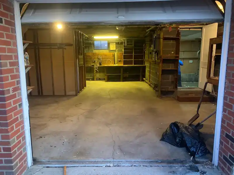 Hasbrouck Heights garage with the floor clear back to the workbench